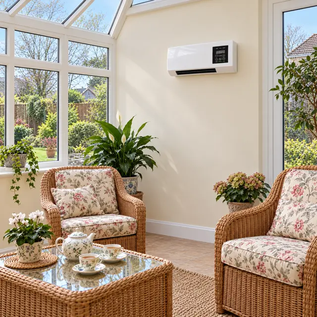 WarmFall wall heater in a conservatory