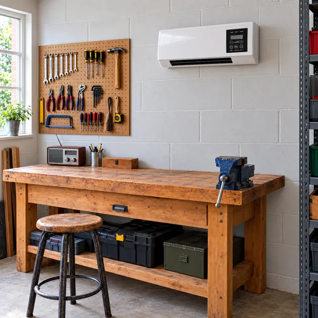 WarmFall wall heater in a workshop & garage