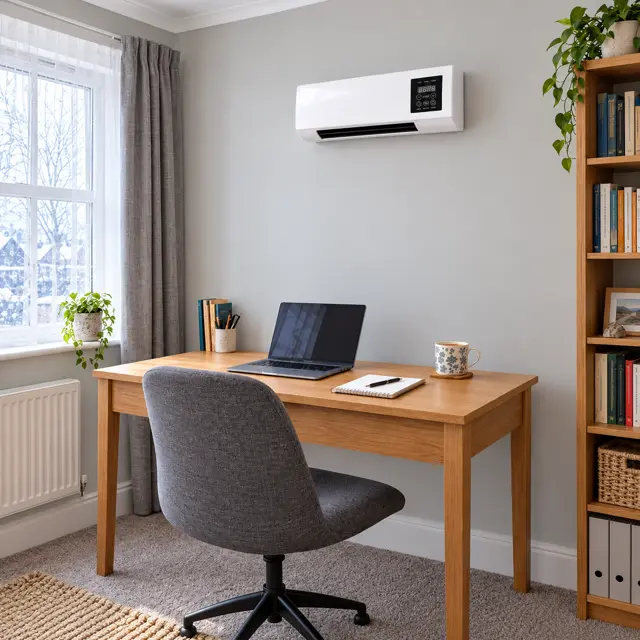 WarmFall wall heater in a home office