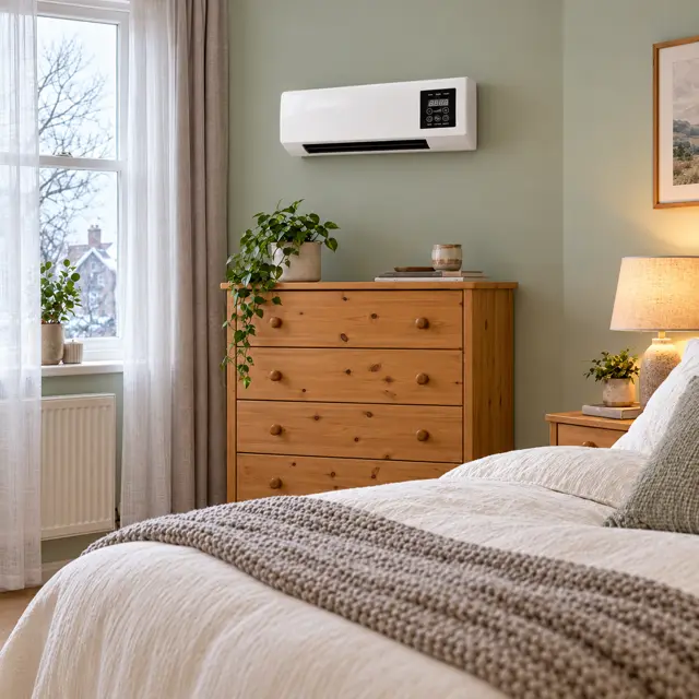 WarmFall wall heater in a bedroom